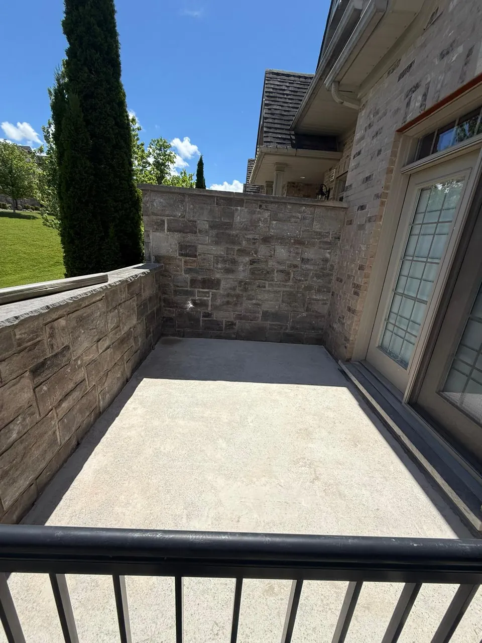 Existing concrete garage floor before a coating project